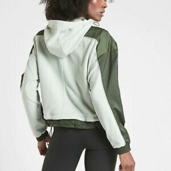 Athleta Zion Microfleece Pullover Half Zip Green Mint Colorblock Size Medium - Picture 3 of 8